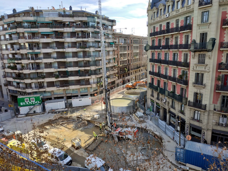 Aerial view of works on the Sants-Sagrera high-speed rail tunnel in Barcelona (ADIF)