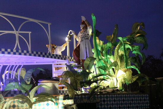 One of the floats during a rehearsal for the three kings parade in Barcelona, January 3, 2022 (Pilar Tomás) 