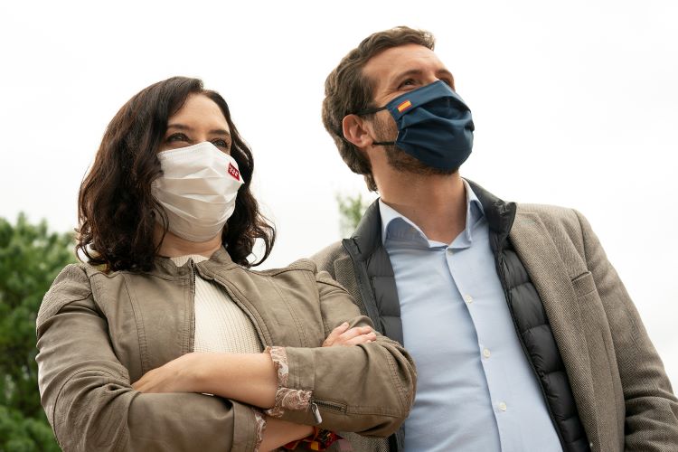 The Madrid region president, Isabel Díaz Ayuso, with the People's Party leader, Pablo Casado, on April 24, 2021 (by People's Party)