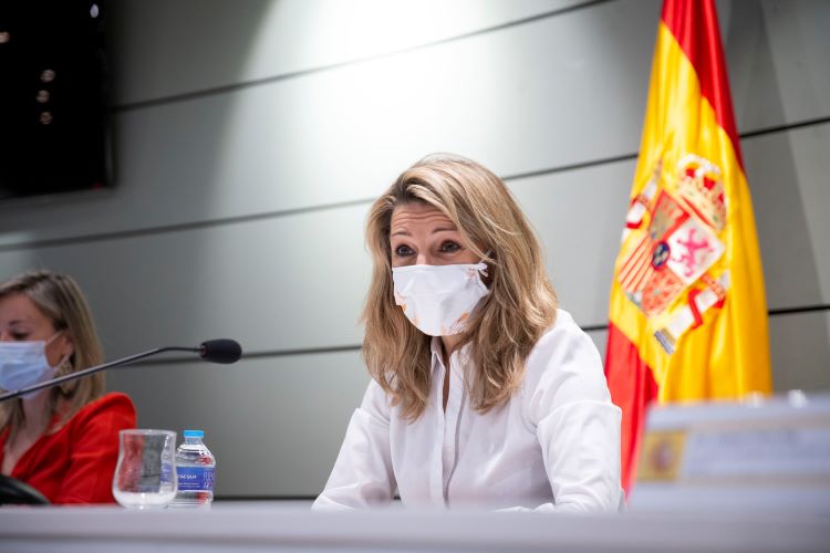 Spain's work minister, Yolanda Díaz, on February 7, 2022 in Madrid (by Spain's work ministry)