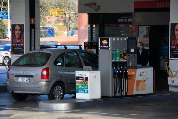 A car at a gas station