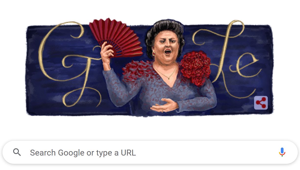 Google Doodle honoring Catalan operatic soprano Montserrat Caballé