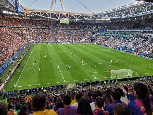 The Juventus Stadium in Turin during the 2021/22 Champions League final between FC Barcelona and Lyon (by Oriol Jordan) 