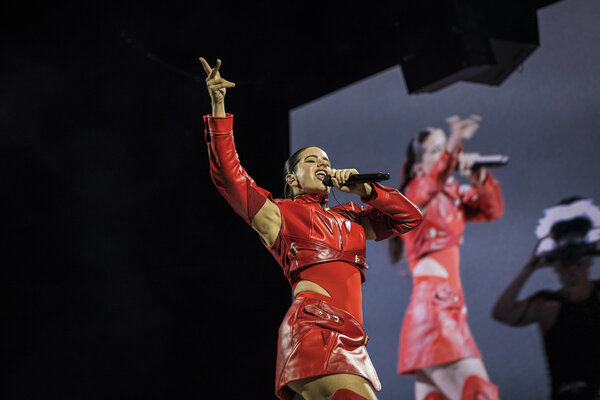 Rosalía at Barcelona's Palau Sant Jordi during her concert in July 2022