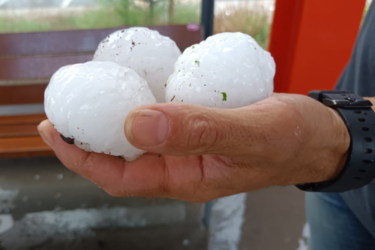 Hailstones in Corçà, Baix Empordà county, on August 30, 2022