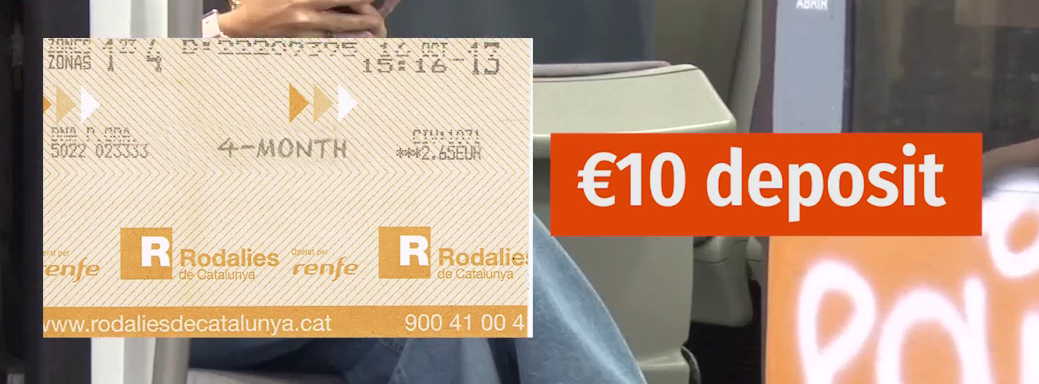 Renfe train ticket with €10 deposit