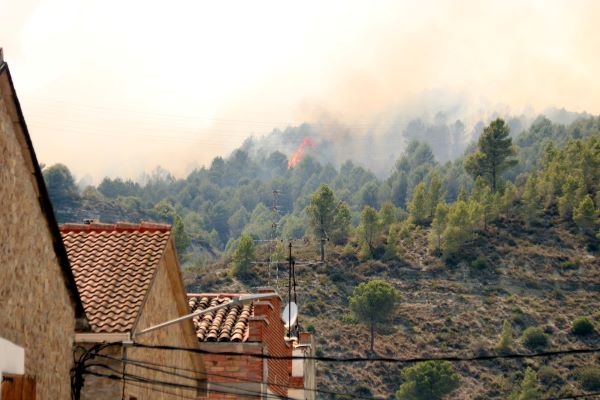 A wildfire burning in Pont de Vilomara i Rocafort in July 2022 (by Nia Escolà)
