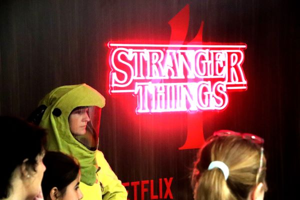 A 'Stranger Things' sign at the entrance of the exhibition in the Movistar Centre (by Cillian Shields)