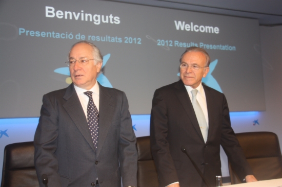 CaixaBank's CEO, Joan Maria Nin (left) and the company's President, Isidre Fainé (right) (by J. Molina)