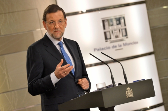 Spanish Prime Minister Mariano Rajoy announcing the budget cuts for 2013 and 2014 (by La Moncloa)