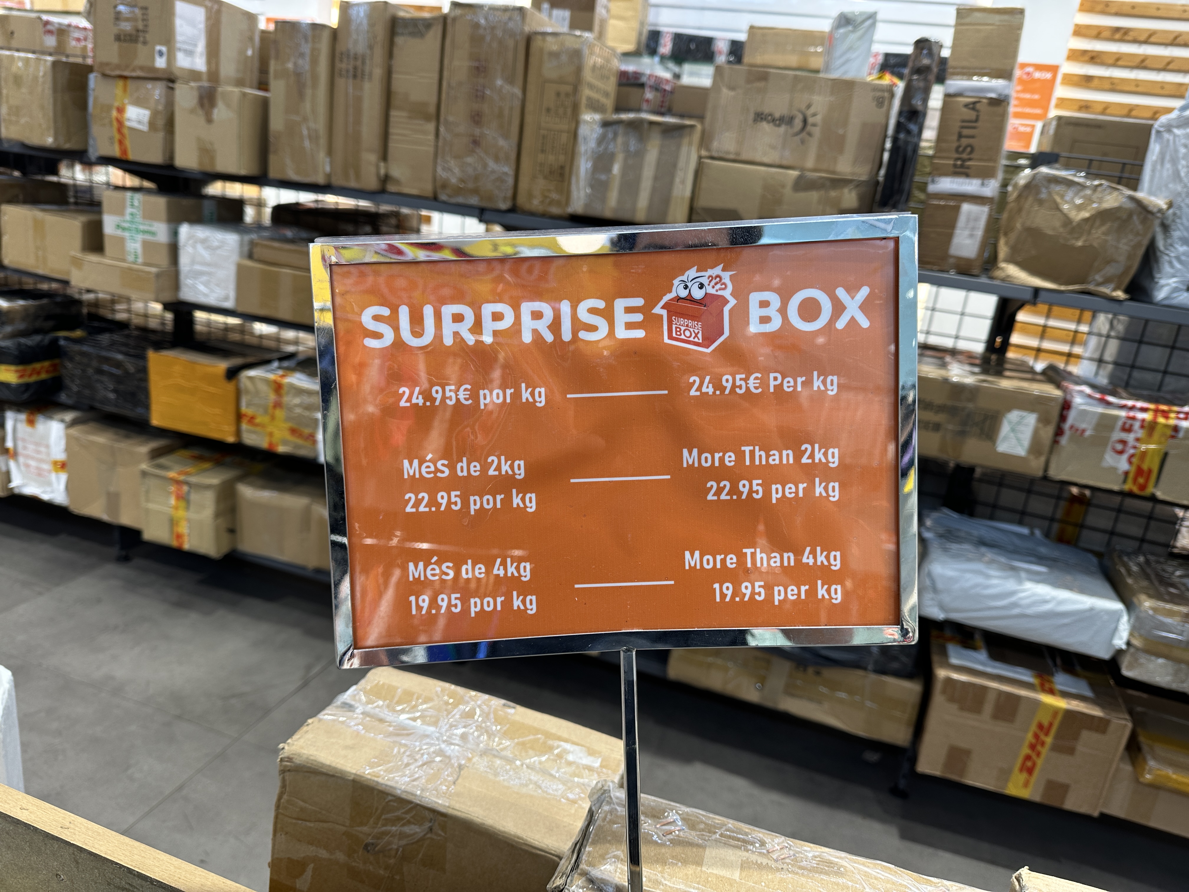 Weight pricing at Surprise Box