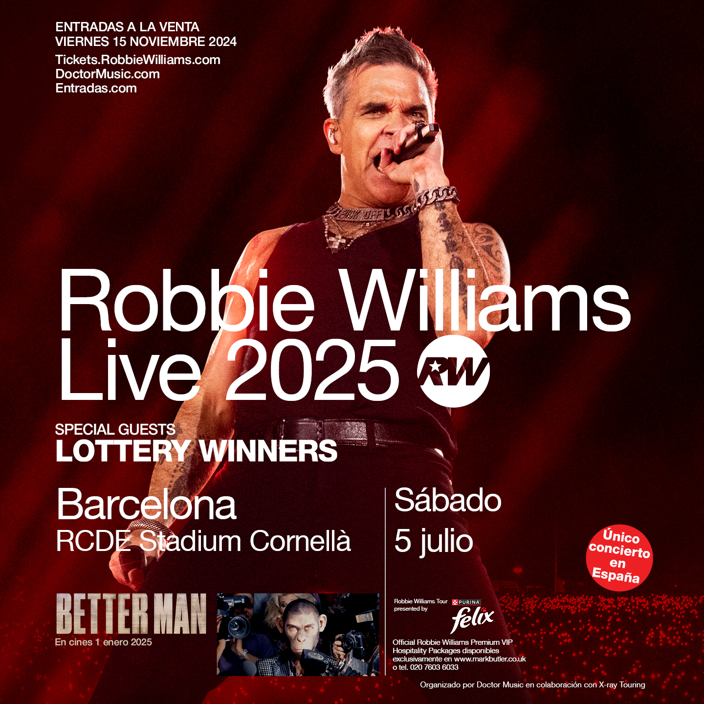 Robbie Williams concert in Cornellà-El Prat will take place on July 5, 2025