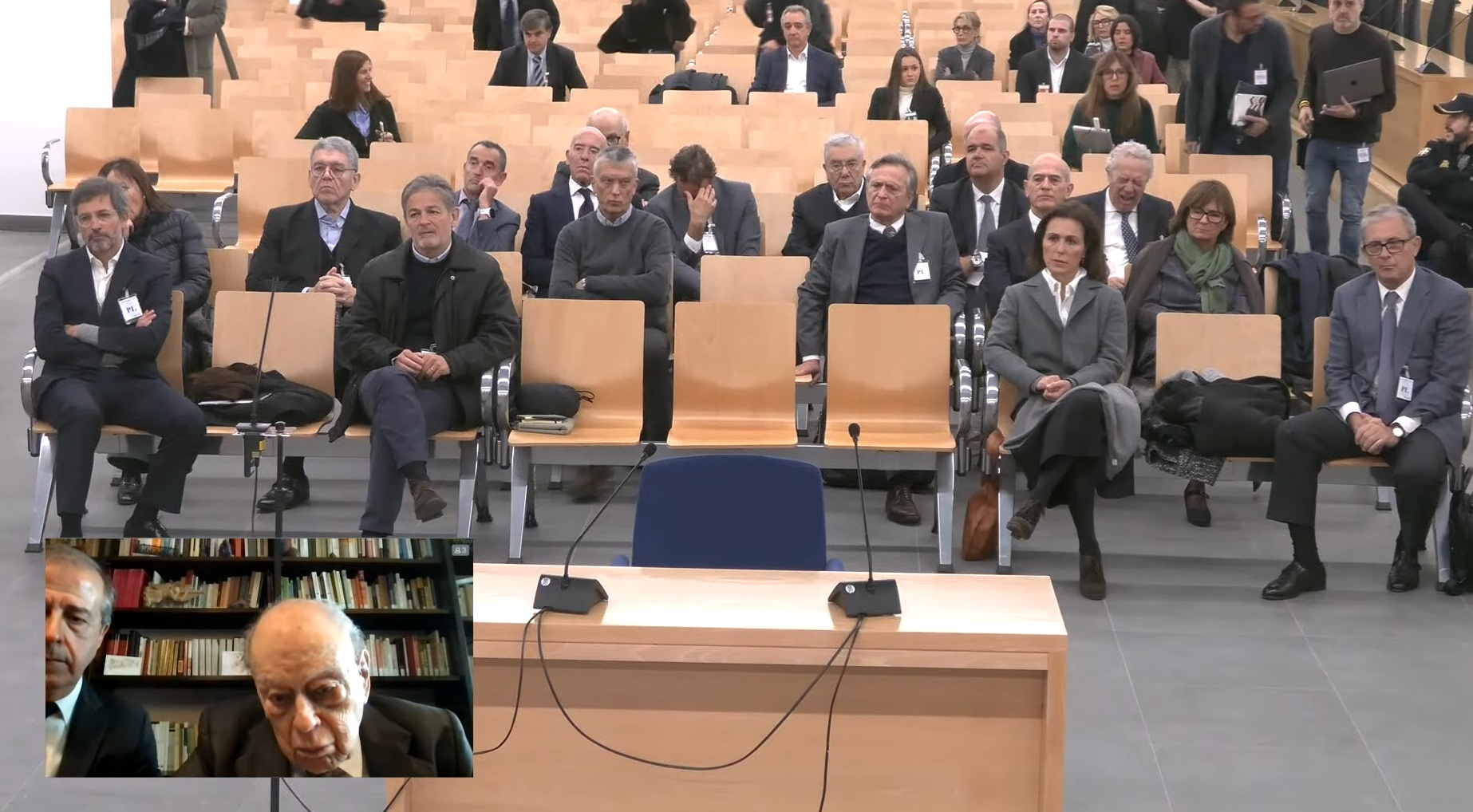 Former Catalan president Jordi Pujol connects to Spain's National Court via videolink