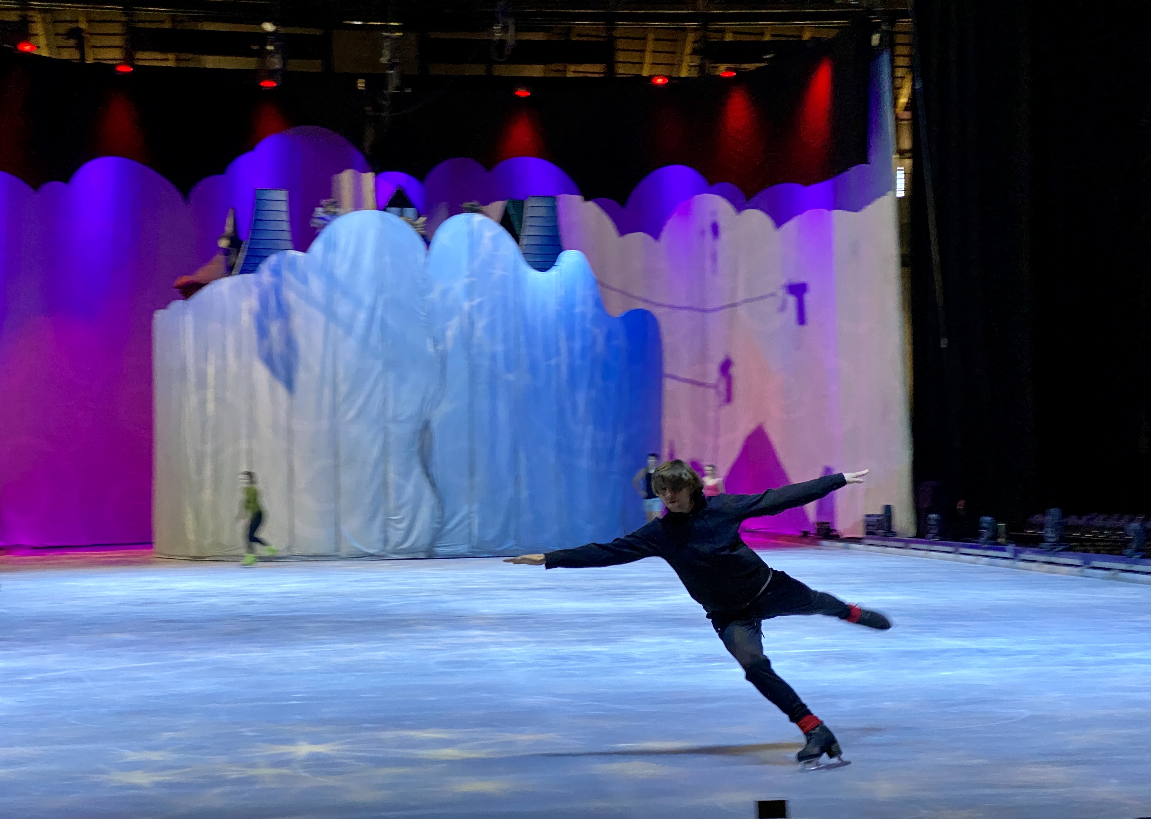 Ice skater rehearses ahead of the evening performance of Disney On Ice at Palau Sant Jordi