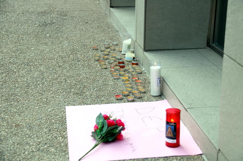 Candles at the site of the accident in Sallent