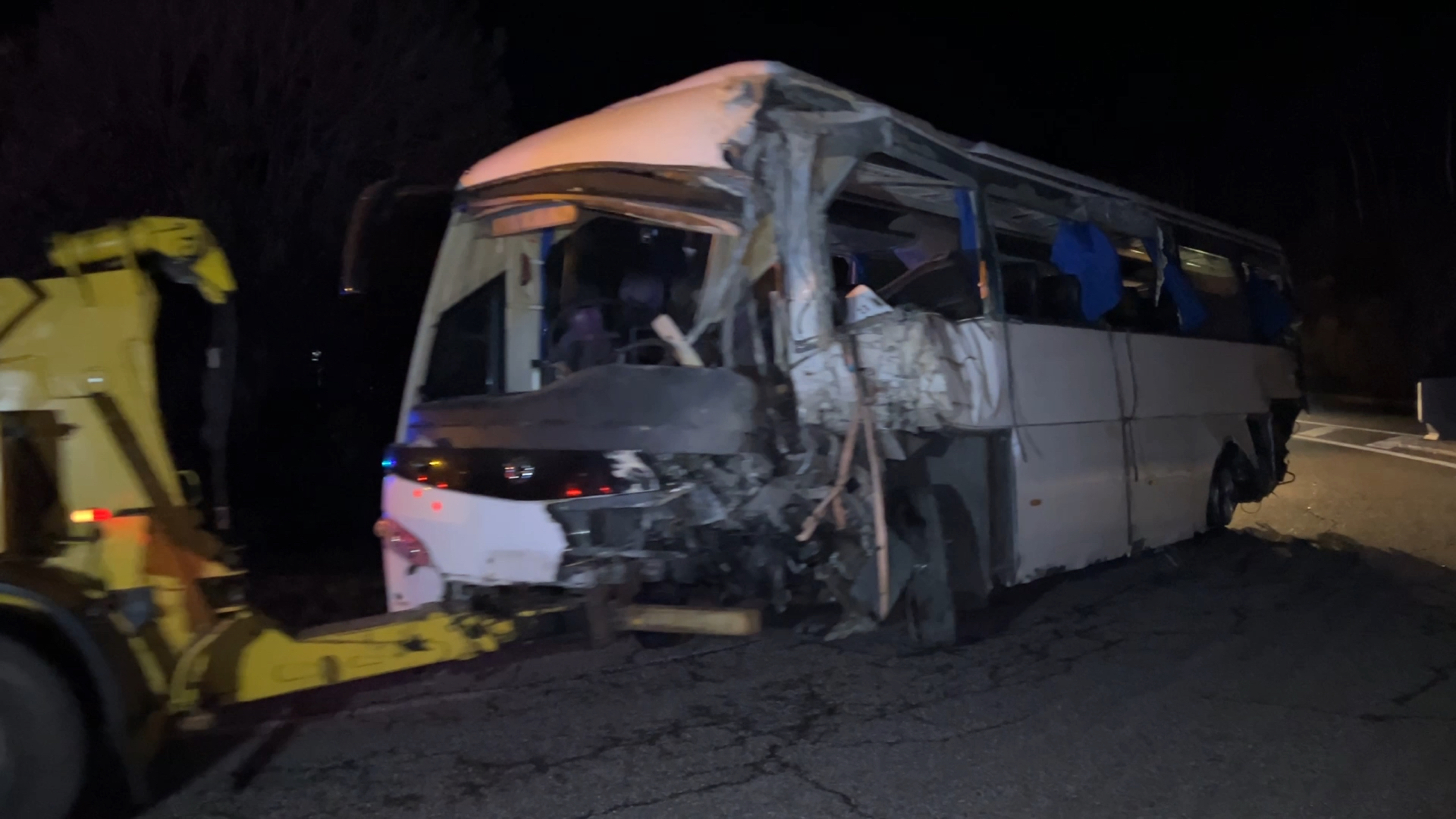 The bus after the crash in Portè, France