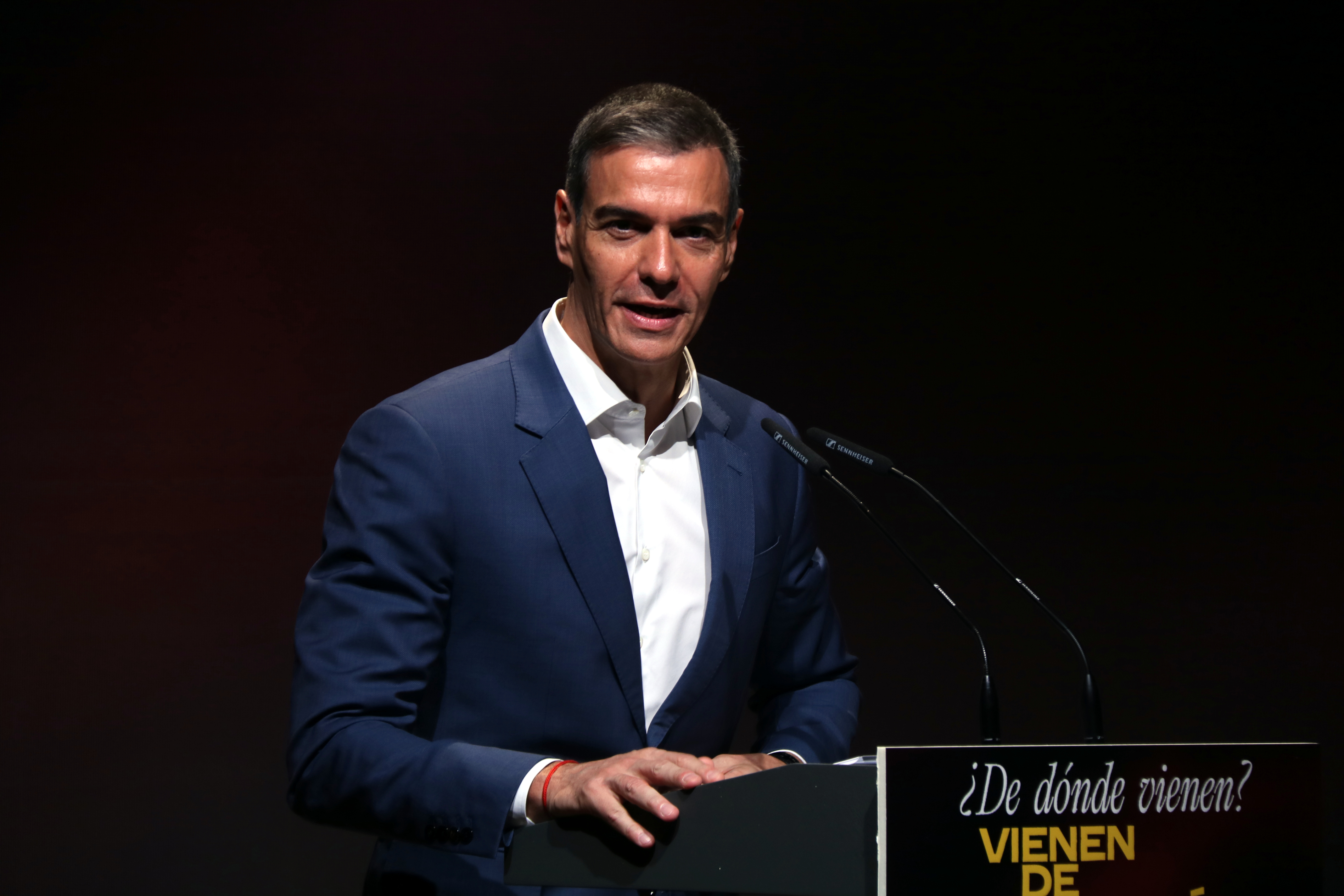 Spanish PM Pedro Sánchez speaks at an event on integration