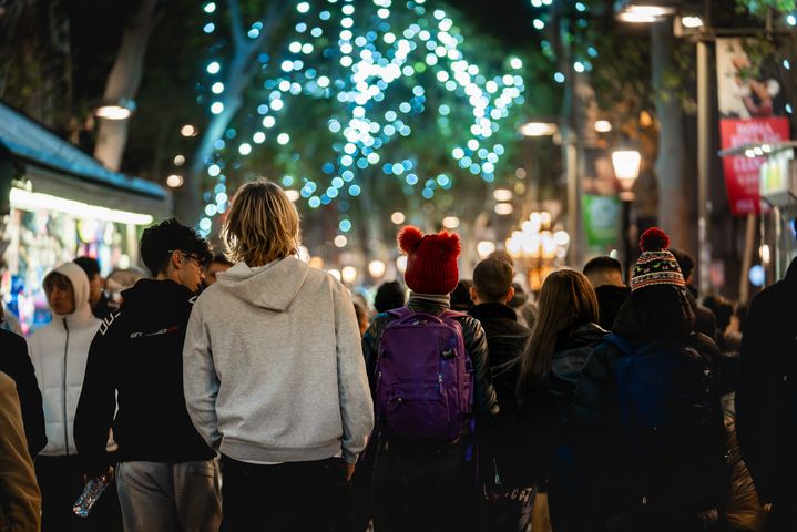 Christmas lights on La Rambla