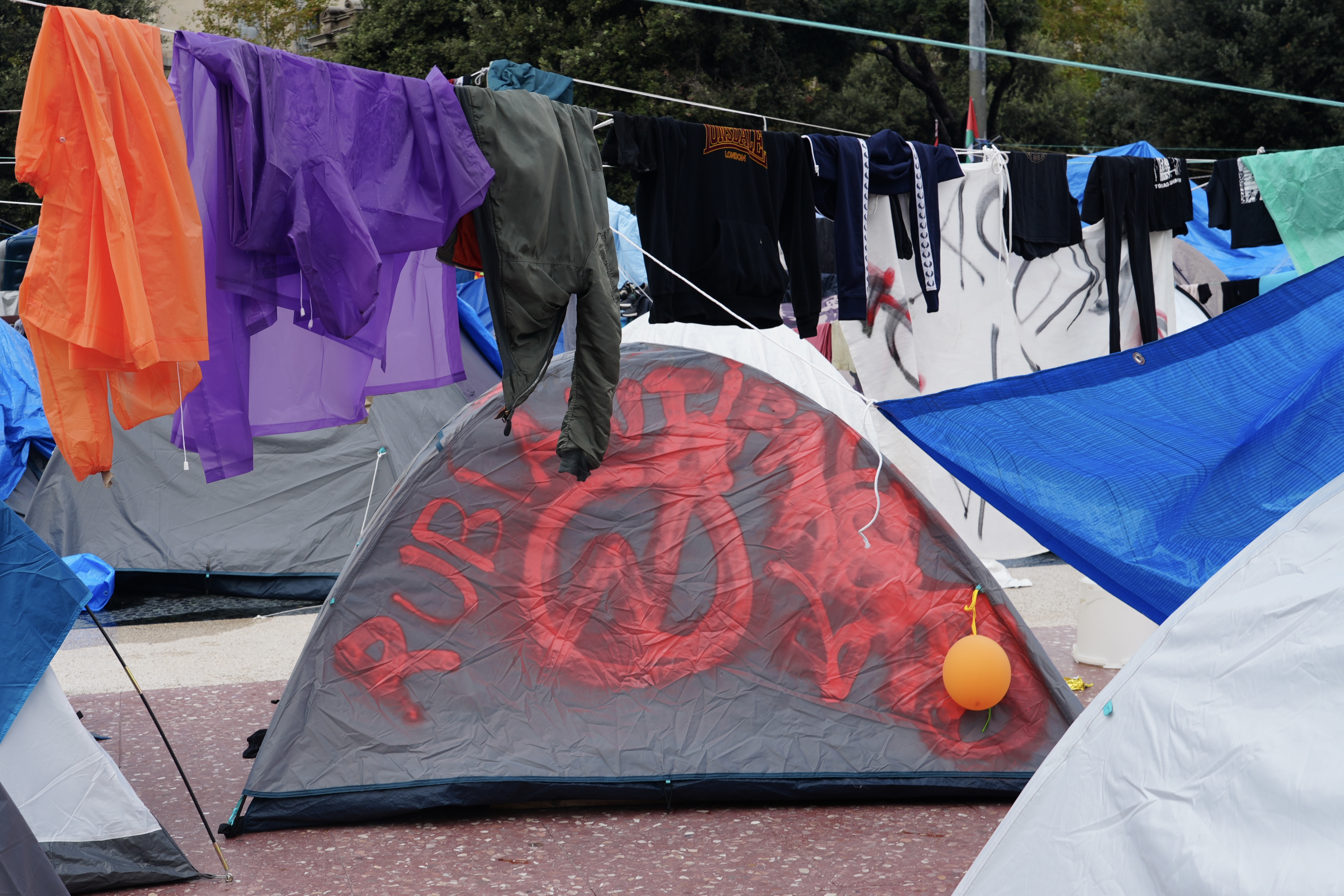The housing protest encampment in Barcelona's Plaça Catalunya