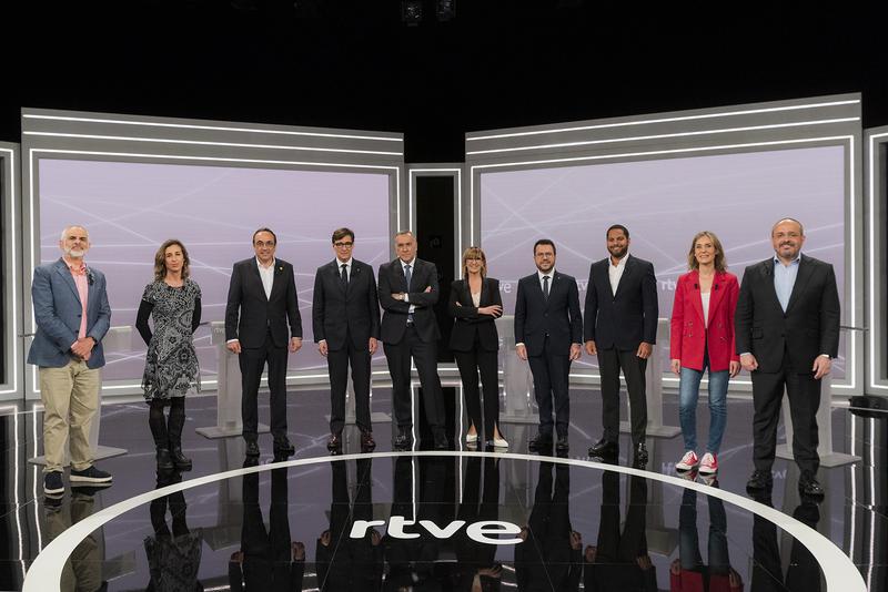 Candidates for the May 12 Catalan election during a televised debate on RTVE Catalunya