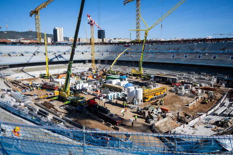 The interior of the Camp Nou, still under construction, October 2024