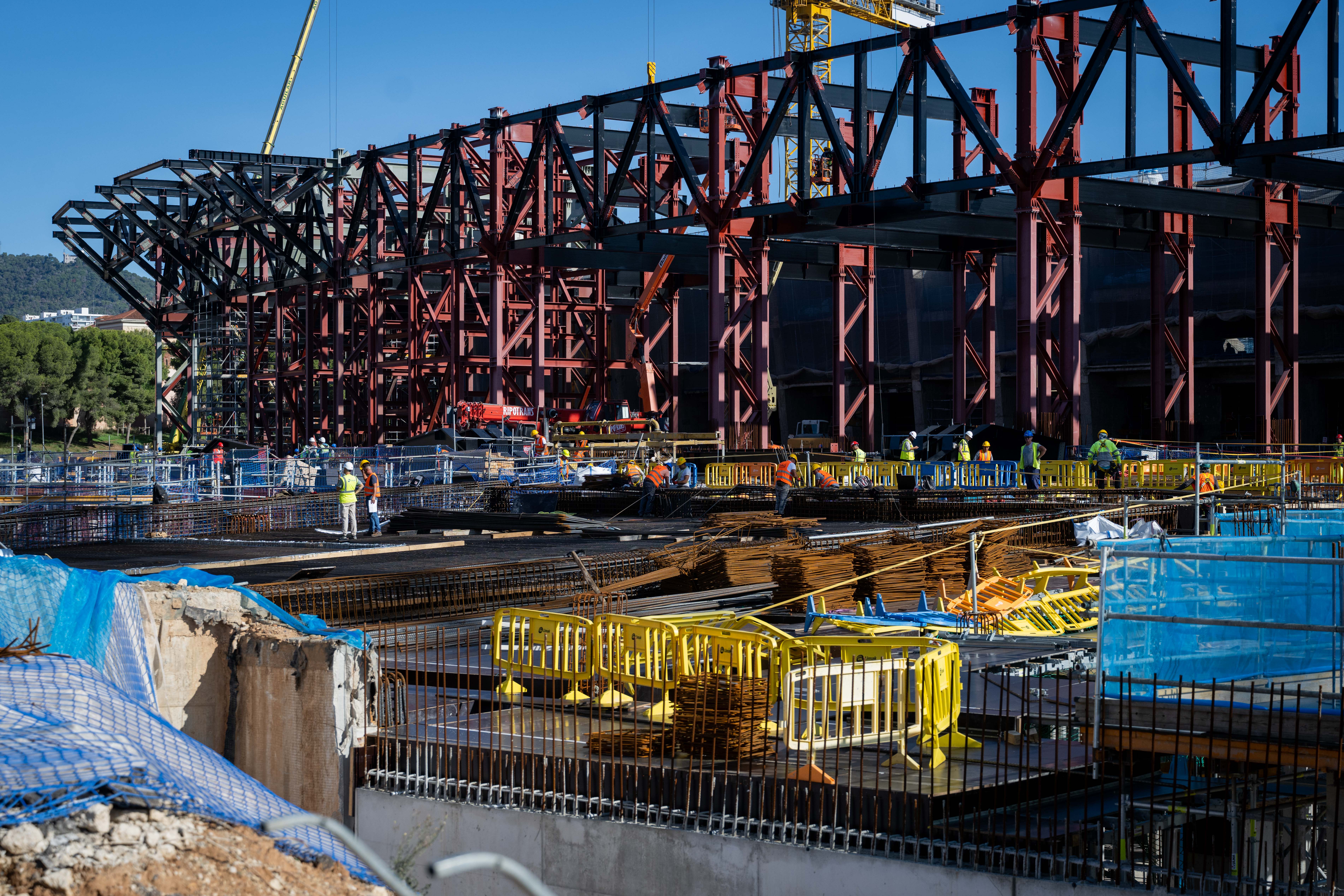 The outside of the new Camp Nou stadium, still under construction, October 2024