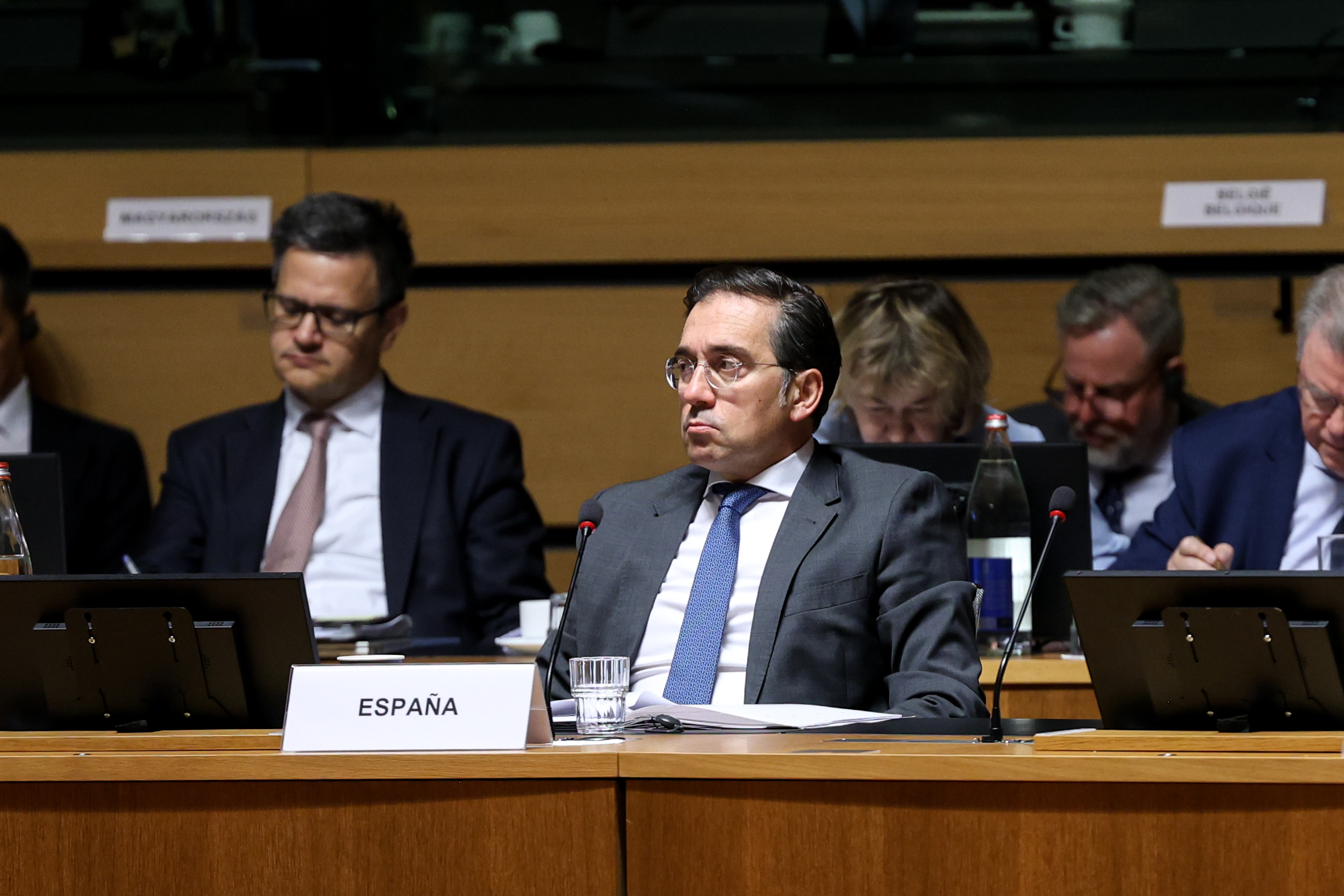 Spanish Foreign Minister José Manuel Albares at a meeting of the EU Foreign Affairs Council.