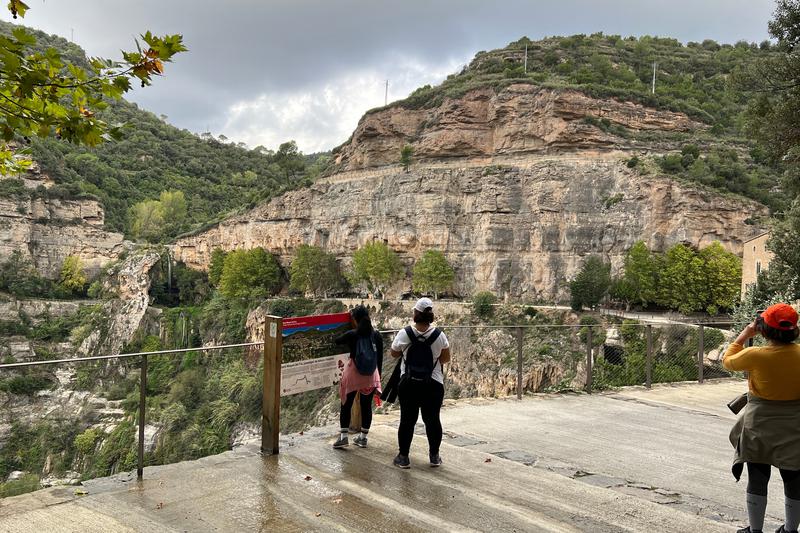 Visitors on the first day after the reopening of Sant Miquel del Fai