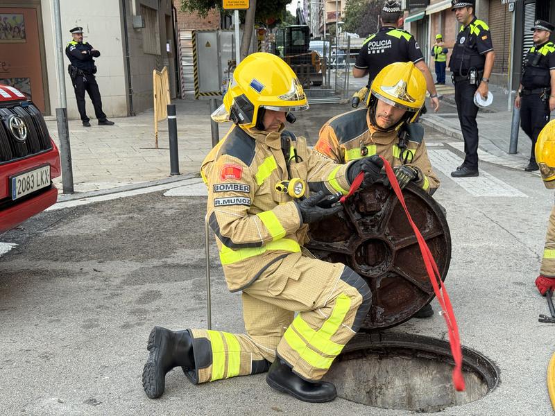 Firefighters measuring gas levels