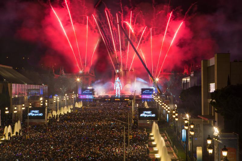 Barcelona's 2015 New Year's Eve celebration on Reina Maria Cristina avenue on January 1, 2015
