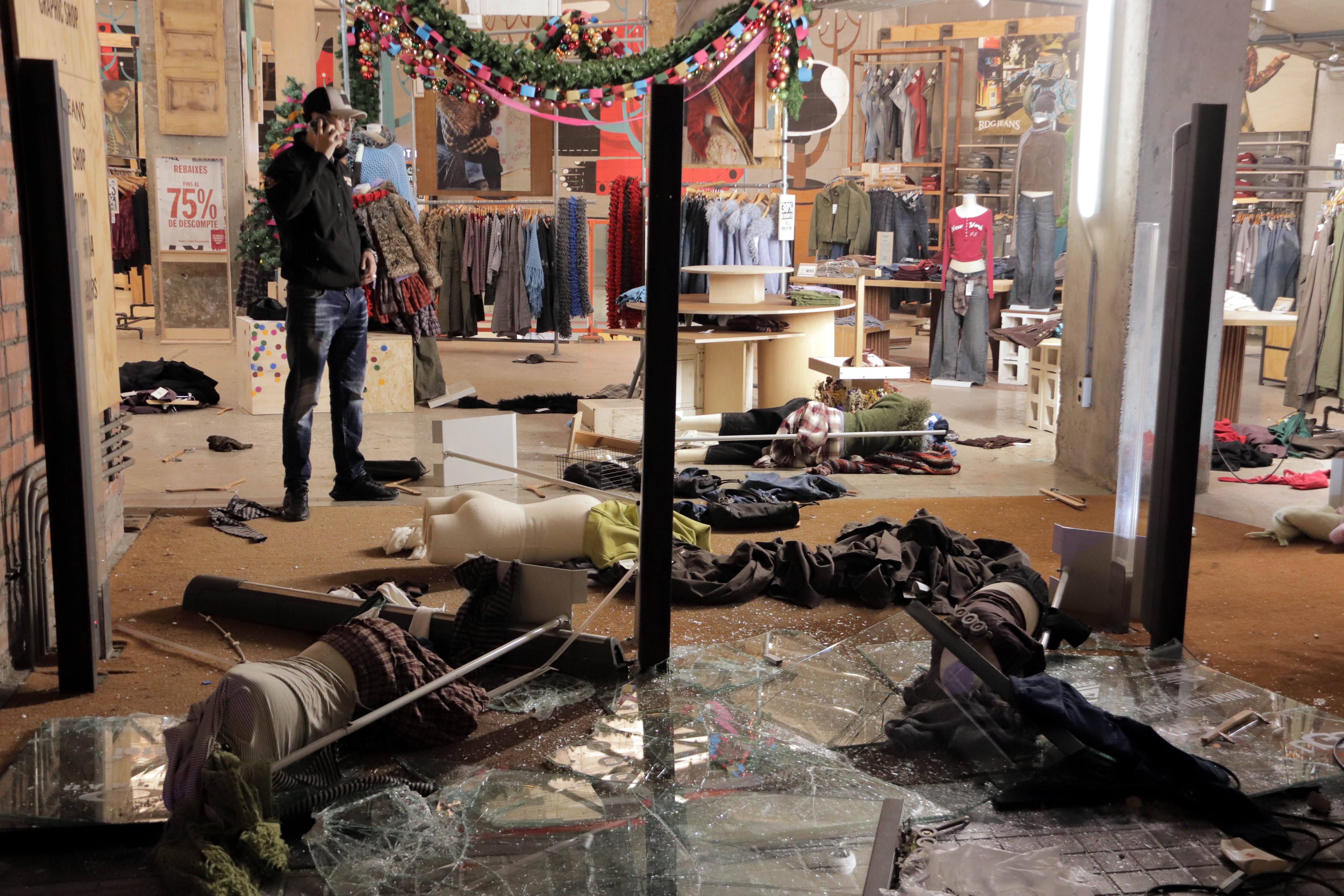 Urban Outfitters store following riots and looting in Barcelona