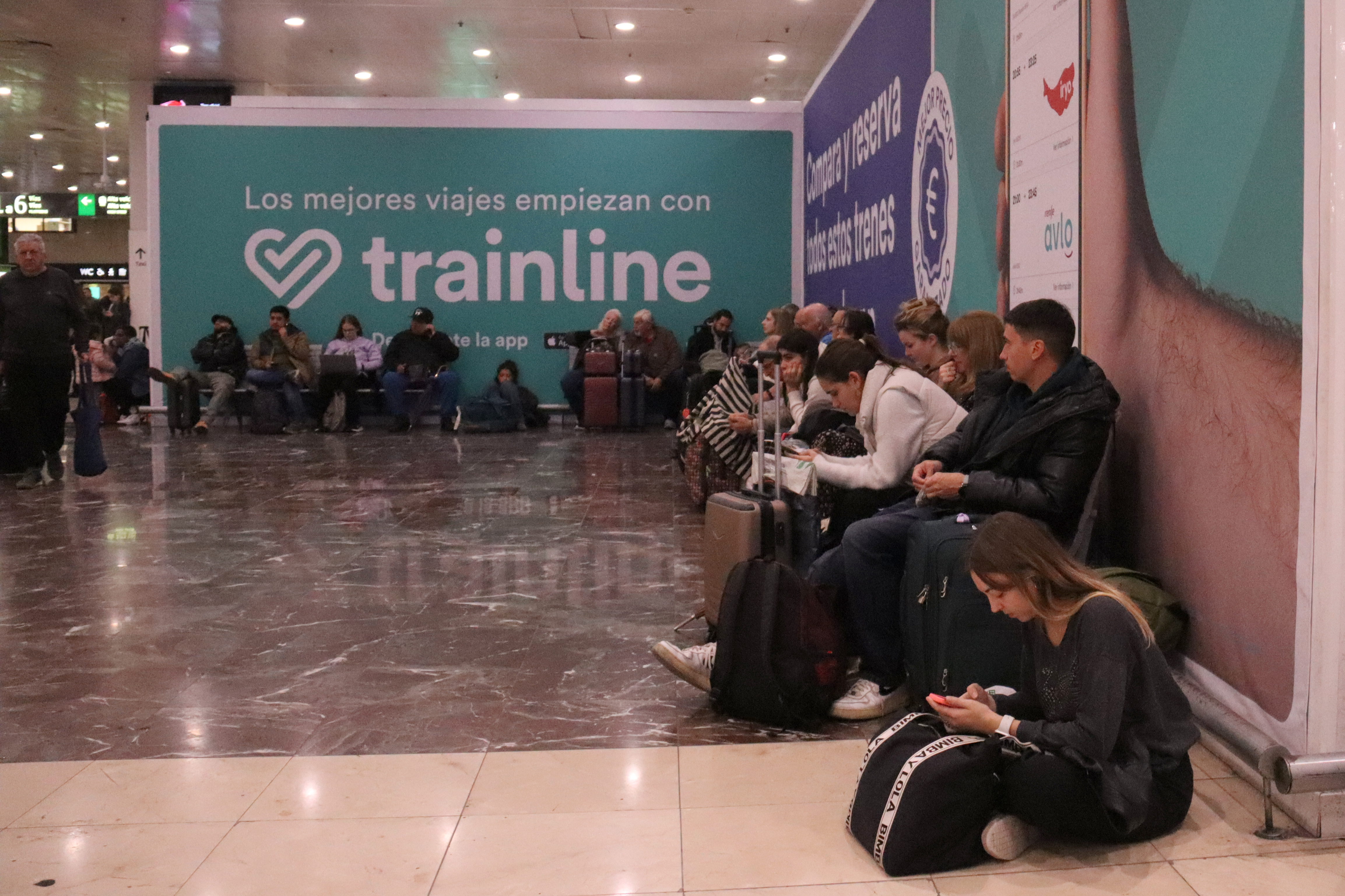 Passengers stranded at Barcelona's Sants station.