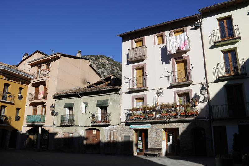 Plaça del Mercadal square in the small town of El Pont de Suert