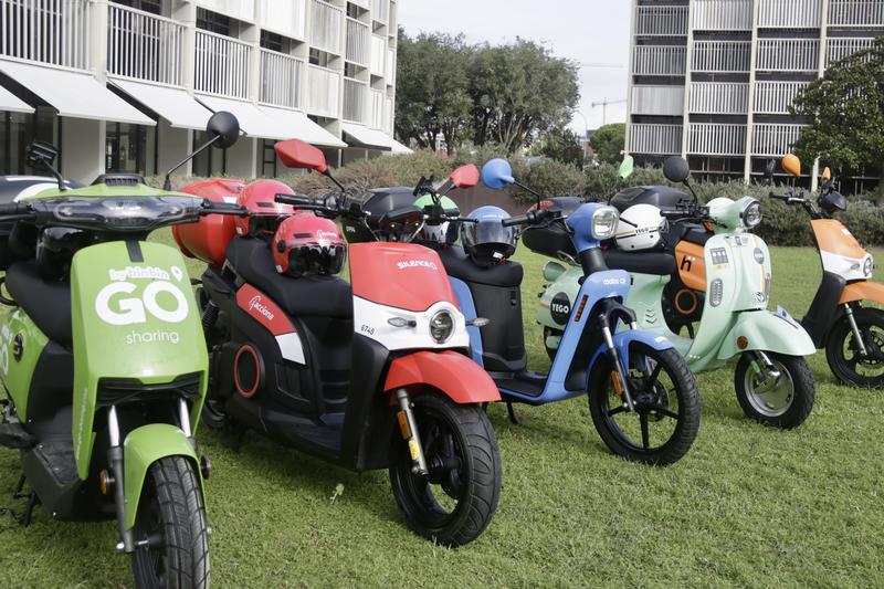 Shared electric motorbikes from the five providers that will operate the service. 