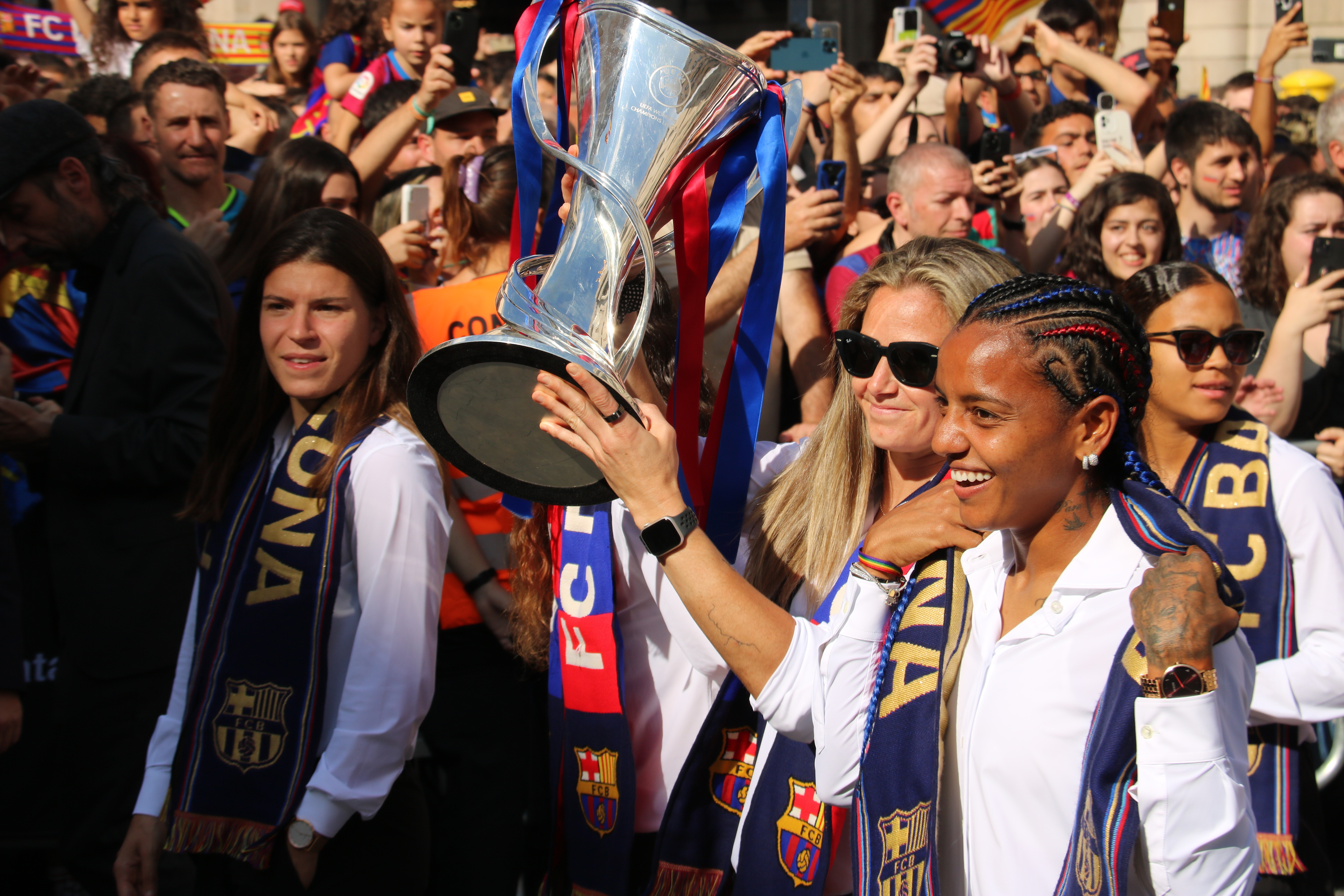UEFA Women's Champions League trophy in the hands of the FC Barcelona team on June 4, 2023