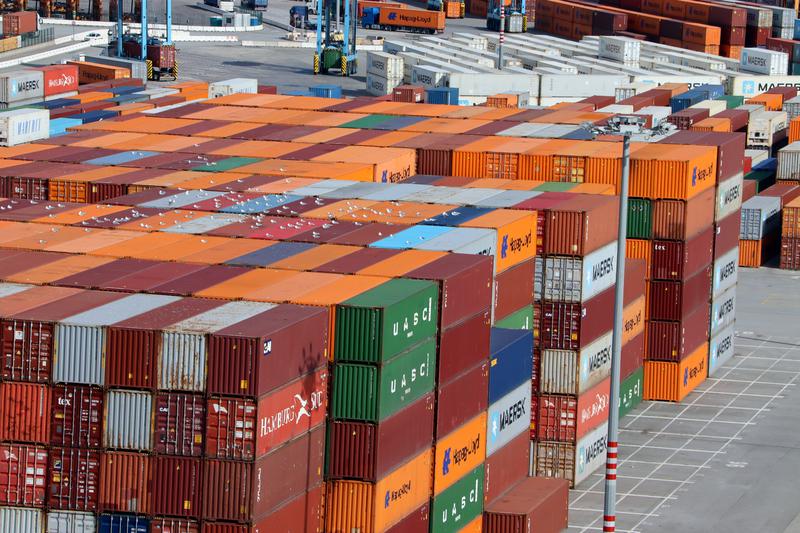 Shipping containers at the Port of Barcelona ready for export