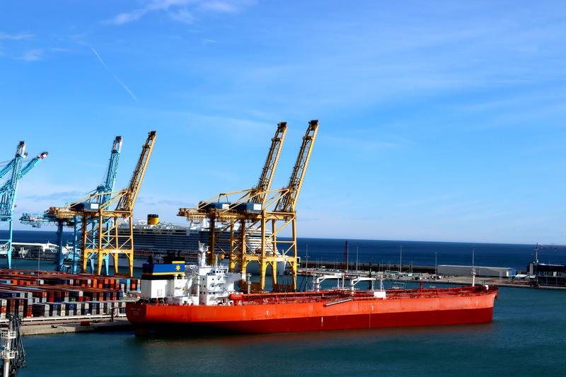A cargo ship container at the Port of Barcelona
