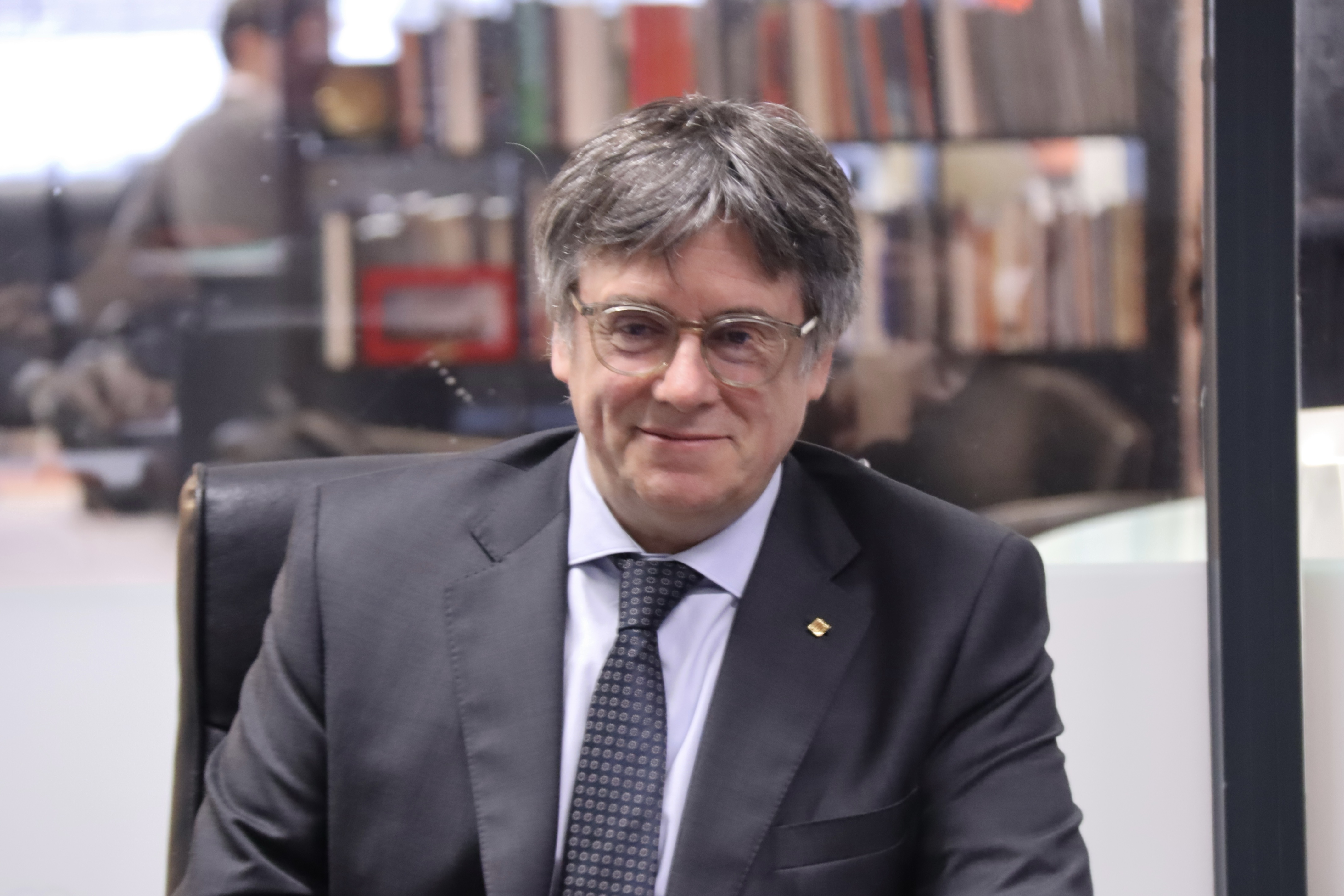 Junts leader Carles Puigdemont after a meeting with the party leadership in Brussels on January 17, 2025