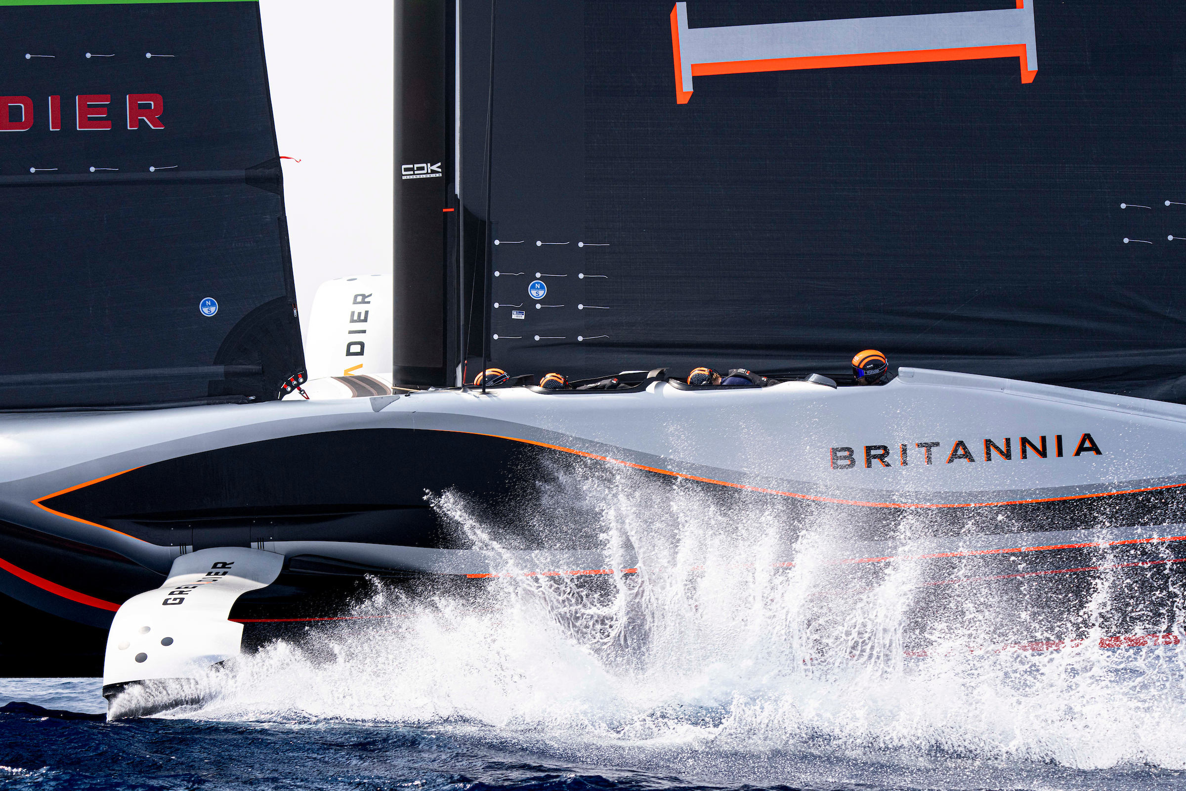 The Ineos Britannia, one of the America's Cup teams, sails in Barcelona on August 22, 2024