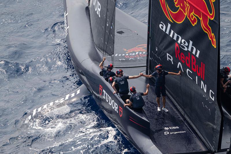 The Alinghi Red Bull Racing Team of the America's Cup during the Preliminary Regatta on August 22, 2024