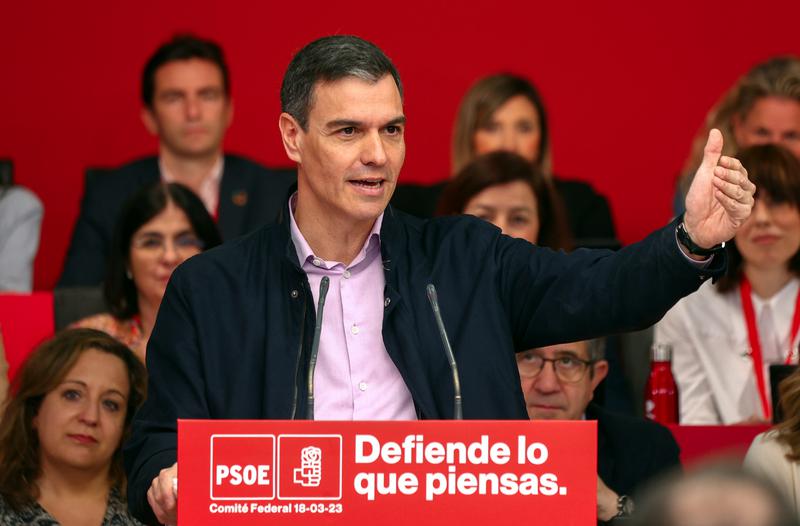 Spain's prime minister, Pedro Sánchez, at a Socialist Party event in Madrid