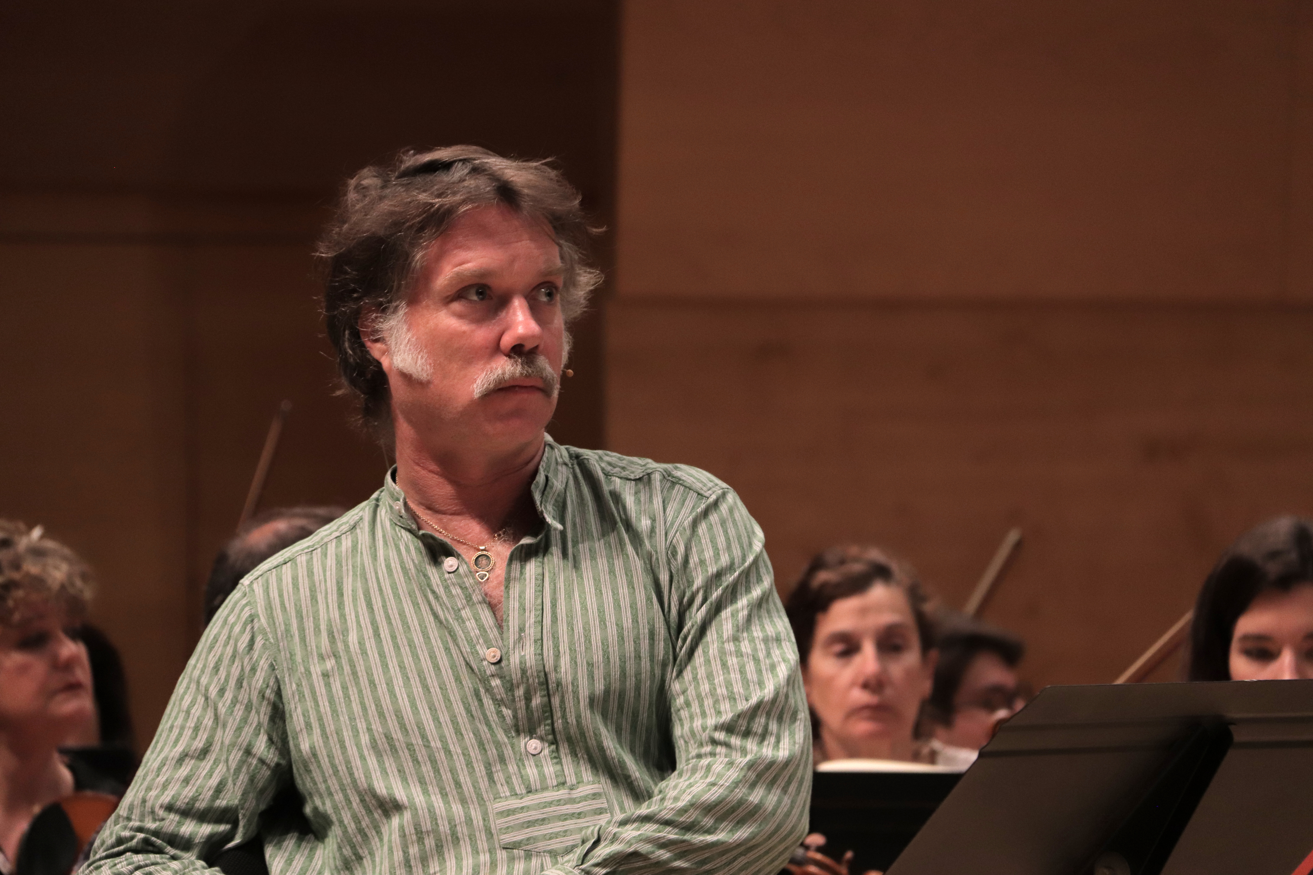 Composer Rufus Wainwright during a rehearsal of the 'Dream Requiem' piece by himself in Barcelona's L'Auditori on January 23, 2025