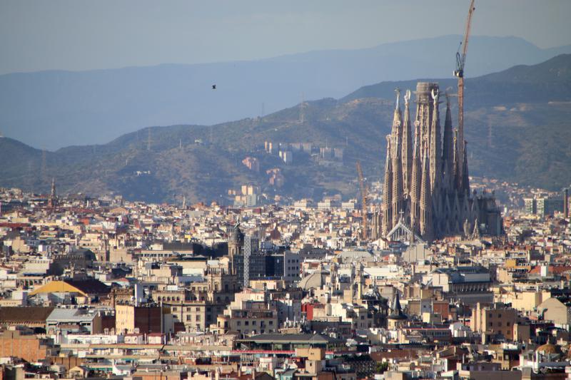 Barcelona's Sagrada Família unfinished basilica from the Palauet Albéniz building in the Catalan capital