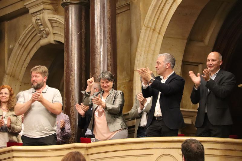 Mayors from Lluçanès after the vote in parliament