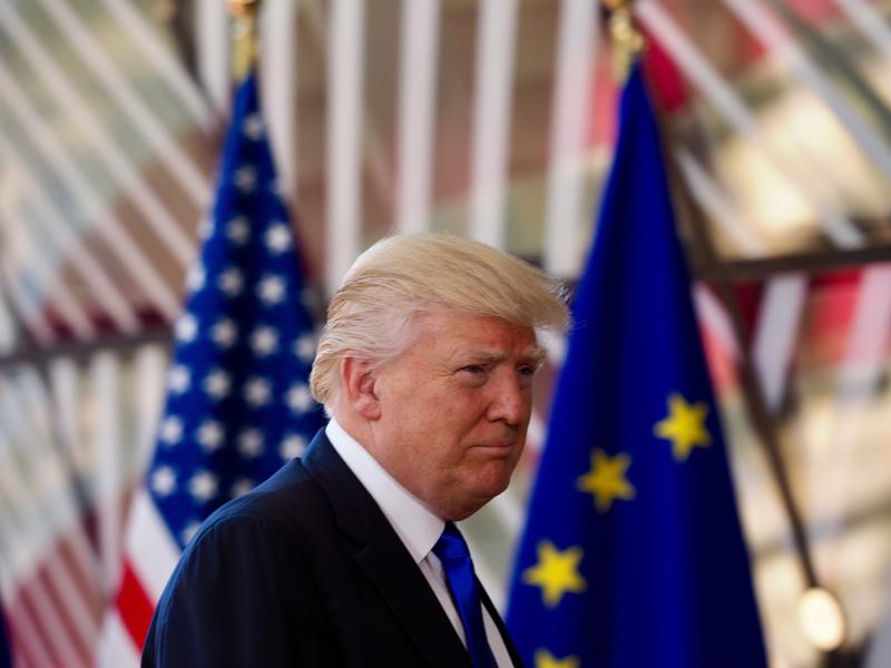 Donald Trump at a meeting with EU leaders in 2017