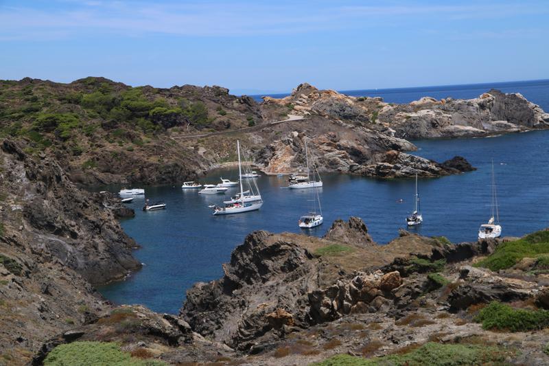 Boats anchored in Cala Culip, at Cap de Creus