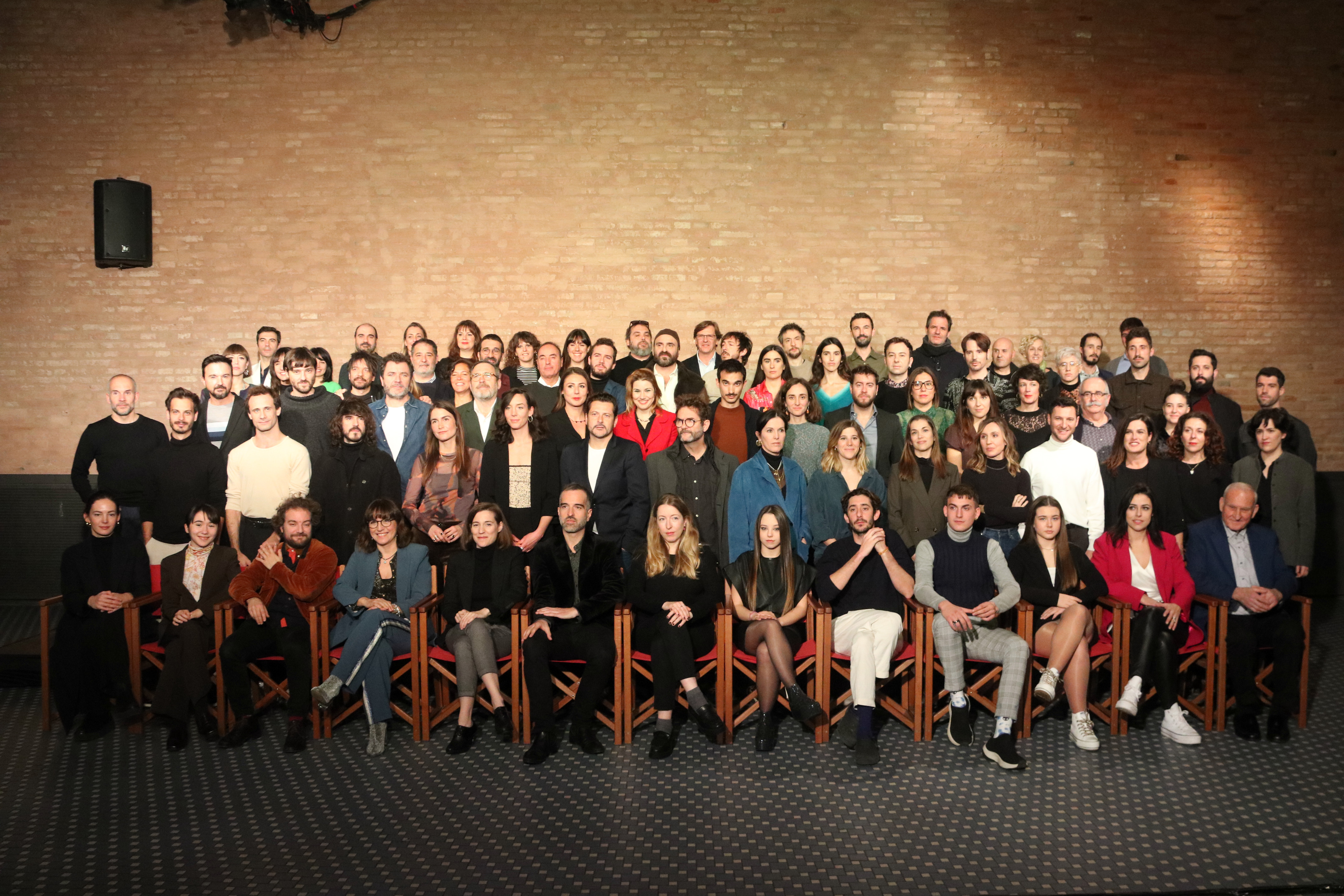 2023 Gaudí Awards traditional group photo with the 90 different nominees on January 11, 2023