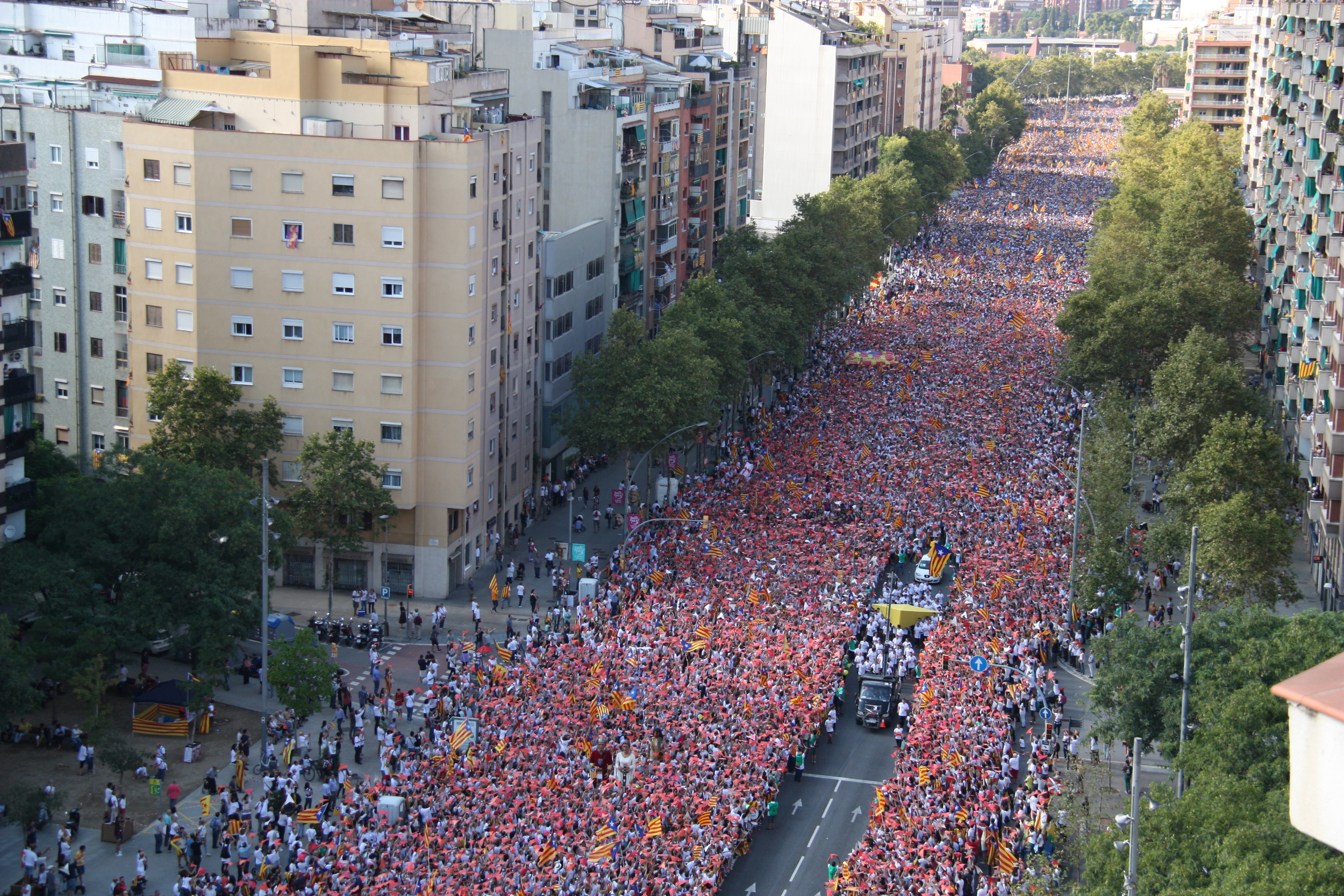 Thousands of people fill the streets in the National Day celebration in 2015