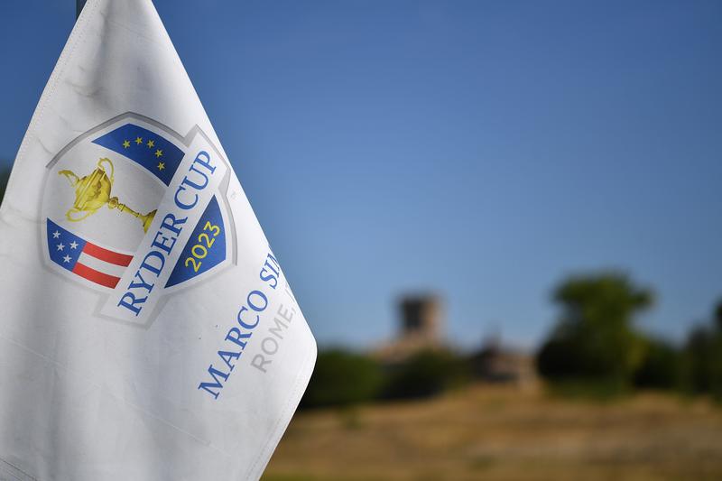 Flag for the 2023 Ryder Cup tournament, held in Rome, Italy