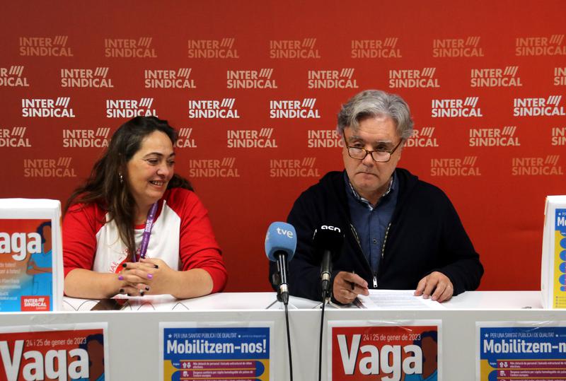 Nèstor Sastre, La Intersindical trade union representative for the healthcare field, photographed during the press conference to announce strike action, January 9, 2023